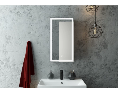 Зеркало-шкаф Mirror Box black Led 350х650 правый