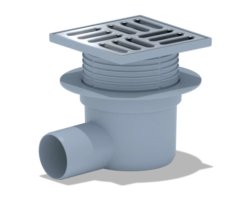 Трап гориз.вып.50 рег. с решеткой из нержавеющей стали 12x12, ANI PLAST