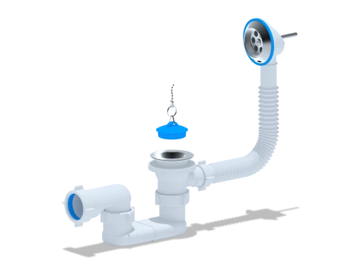 ANI Сифон   для ванны с выпуском   и переливом  1 1/2" плоский ANI PLAST