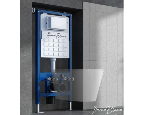 Комплект 2в1 IBERICA BLANCA инсталляция SILENCIO, кнопка смыва ESTI-O хром глянцевый (IB001.823)