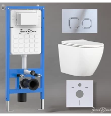 Комплект 3в1 IBERICA BLANCA инсталляция SILENCIO, унитаз BILBAO ALTO белый, кнопка смыва ESTI-Q хром глянцевый (IB001.BLA.231.833)