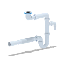 Сифон для умывальника 1 1/4 х 32 с отводом для ст. машины гиб.труб.32х32/40,нерж.реш.65мм, ANI PLAST