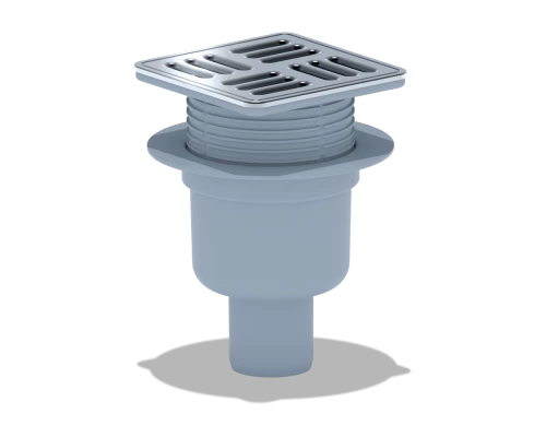 Трап вертик. выпуск 50 рег. решетка нержавейка 120*120 (с металлической окантовкой), ANI PLAST