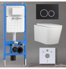 Комплект 3в1 IBERICA BLANCA инсталляция SILENCIO, унитаз TOLEDO ALTO белый, кнопка смыва ESTI-O черный матовый (IB001.TLA.234.822)