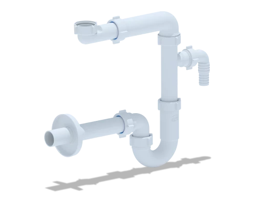 Сифон для умывальника 1 1/4 х 32 с отводом для ст. машины без выпуска  прям. труб. 32мм, ANI PLAST