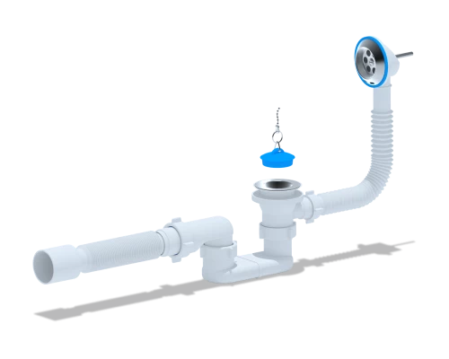 Сифон Ани для ванны с вып/перплоский с трубой 40/50, ANIPLAST