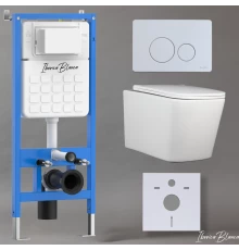 Комплект 3в1 IBERICA BLANCA инсталляция SILENCIO, унитаз TOLEDO ALTO белый, кнопка смыва INOX-O белый матовый (IB001.TLA.234.811)