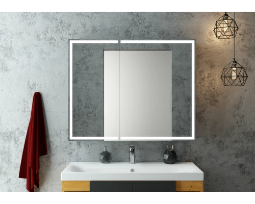 Зеркало-шкаф Mirror Box black Led 1000х800