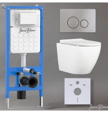 Комплект 3в1 IBERICA BLANCA инсталляция SILENCIO, унитаз BILBAO ALTO белый, кнопка смыва INOX-O хром матовый (IB001.BLA.231.8132)