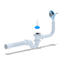 ANI Сифон для ванны 1 1/2" с выпуском и переливом, с гибкой трубой 40*50мм.,ANI PLAST