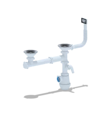 Cифон АНИ Грот  3 1/2*40 дв.одноур. смещ.с гибк. перел.и отв. с/м, ANI PLAST