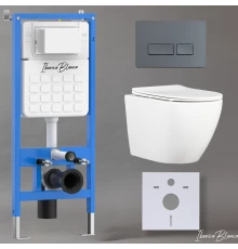 Комплект 3в1 IBERICA BLANCA инсталляция SILENCIO, унитаз BILBAO ALTO белый, кнопка смыва ESTI-R серый матовый (IB001.BLA.231.218)