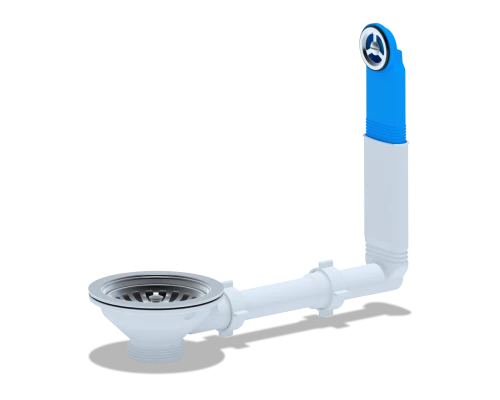 Перелив жесткий Ани для мойки 3 1/2" скруглым вертикальным корпусом, ANI PLAST