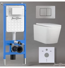 Комплект 3в1 IBERICA BLANCA инсталляция SILENCIO, унитаз TOLEDO ALTO белый, кнопка смыва INOX-C хром матовый (IB001.TLA.234.1132)