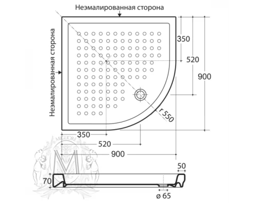 Поддон душевой Migliore ML.PDA-28.400.BI угловой R90х07 керамика