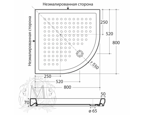 Поддон душевой Migliore ML.PDA-28.390.BI угловой R80 керамика