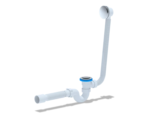 Сифон Ани для ванны клик-клак с выпуском и переливом с трубой 40/50 прямоточный, ANI PLAST