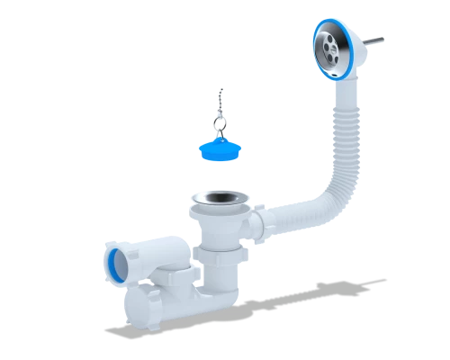 Сифон Ани для ванны с выпускоми переливом регулир.1 1/2
