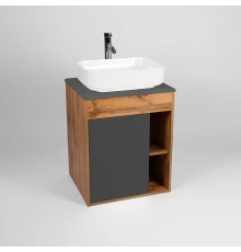 Тумба под раковину VIANT БОСТОН 65 подвесная графит/дуб вотан (VBOS65NG-T1STP)