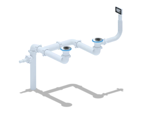 Набор для дв.универс.разноур.сифона 240 с переливом, ANI PLAST