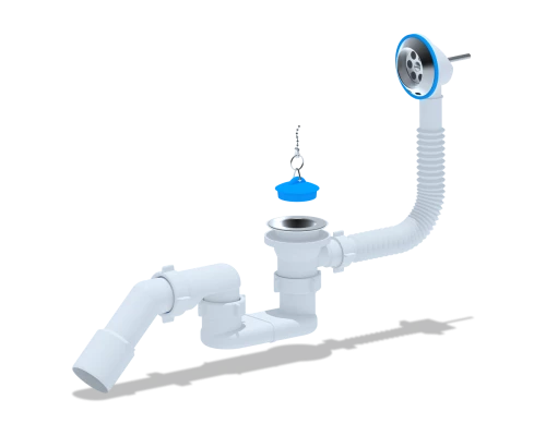 Сифон Ани для ванны с вып/перплоский с трубой 45 40/50, ANI PLAST