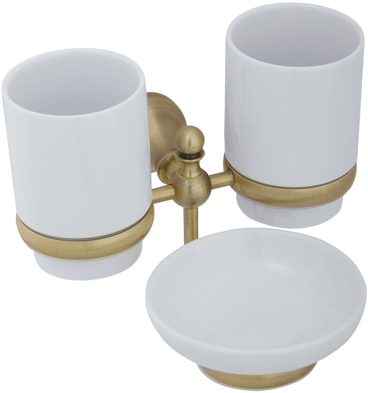 Стакан двойной настенный с мыльницей Veragio Gialetta, керамика/бронза VR.GIL-6443.BR