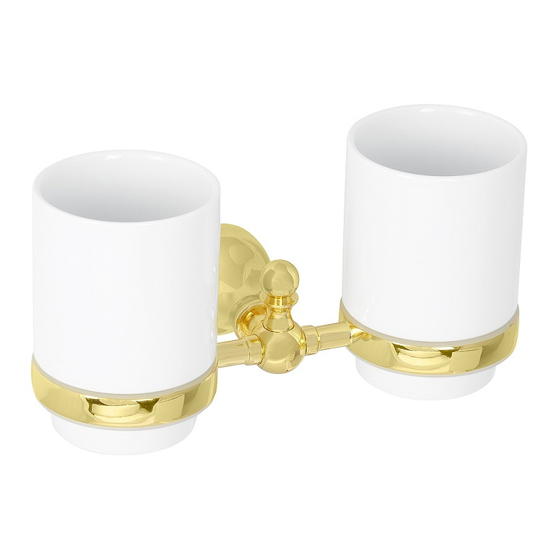 Стакан двойной настенный Veragio Gialetta VR.GIL-6442.DO, керамика/золото